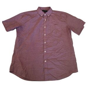 Beverly Hills polo club maroon textured short sleeve button down collared shirt